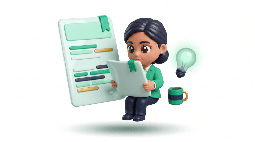 Contadora leyendo un documento de nómina